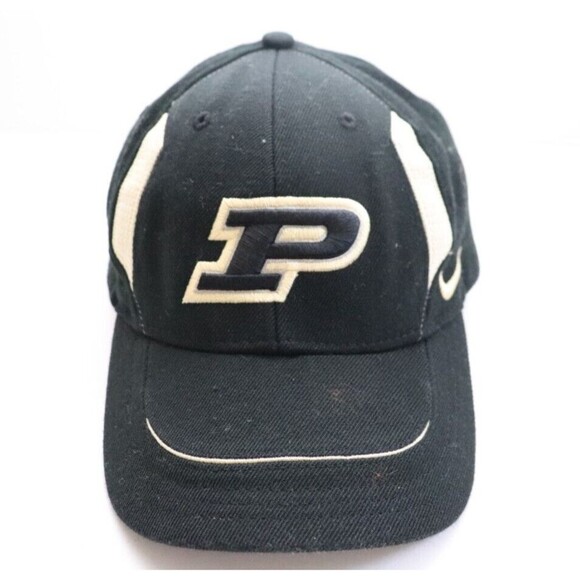 Vintage Purdue‎ University Boilermakers Nike Hat Cap Black Gold Cotton Y2K - Picture 1 of 6